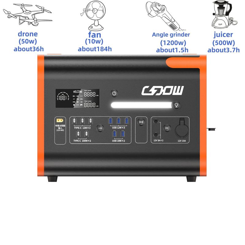 LiFePO4 Batterie Camping/Home/Notfallkraftwerk 12.2000W Wiederaufladbarer Solargenerator Portable mobile Stromversorgung