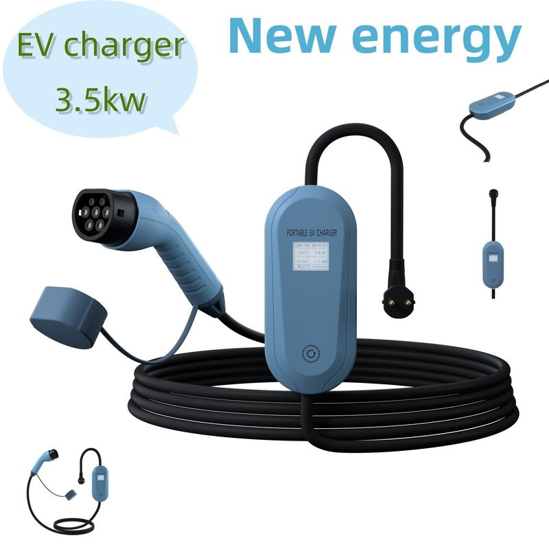 Blaue tragbare EV-Ladestation 3.5kw Mobil-EV-Ladegerät für den Straßenverkehr