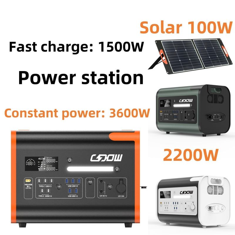 Portable Solar Power Station 2000W Wiederaufladbares Handy Ladegerät AC Ausgang 220V für Outdoor Notfall RV Generator
