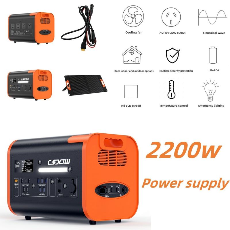 Portable Power Station 600W 1500W 2000W 2200W Lithiumbatterie wiederaufladbarer Solargenerator für Camping im Freien und Notfälle zu Hause