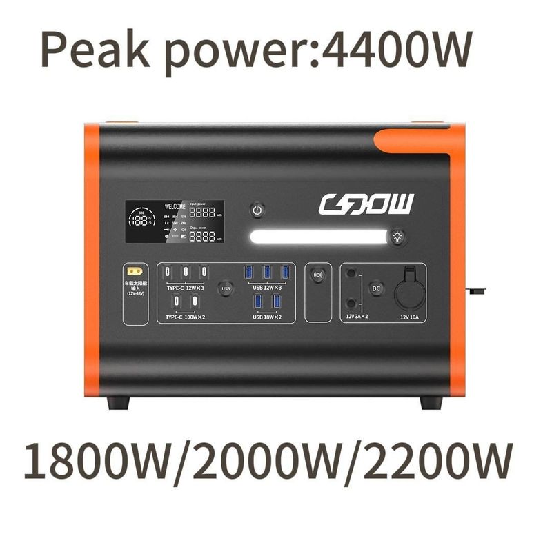 2200W tragbare Generator mit 230V AC/DC Ausgangsstrombank und drahtlosem Ladegerät 15W