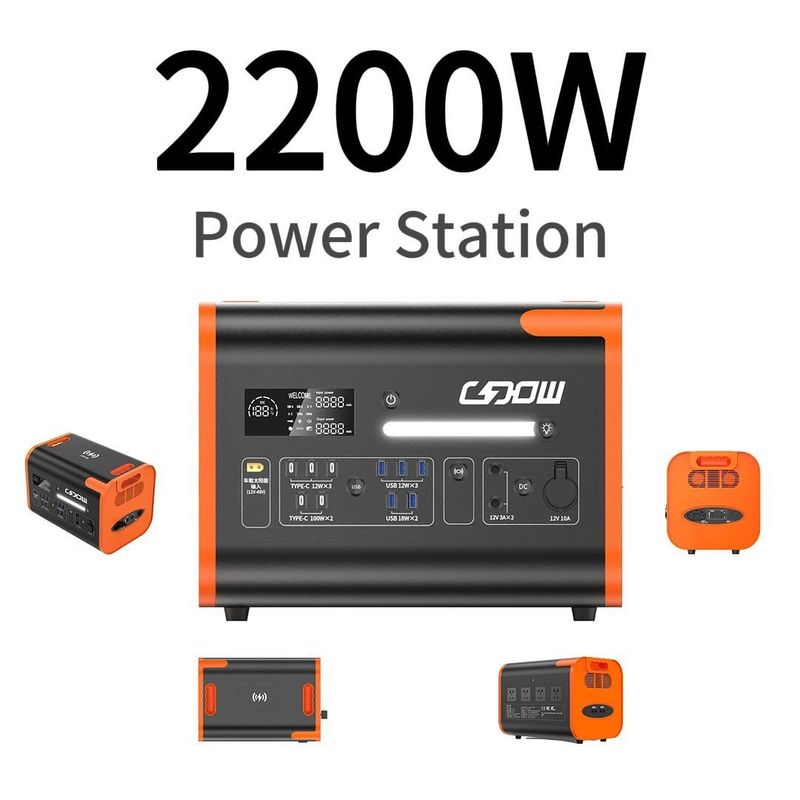 2200W 2000W 2500W tragbare Batterie-Stromversorgungsanlage mit Wechselstromladung und USB-Ausgang Typ C
