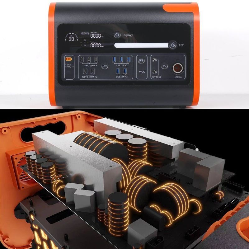 2200W40ah Wireless Charging Solarenergie Speicher Kraftwerk in heißem Orange mit Schwarz