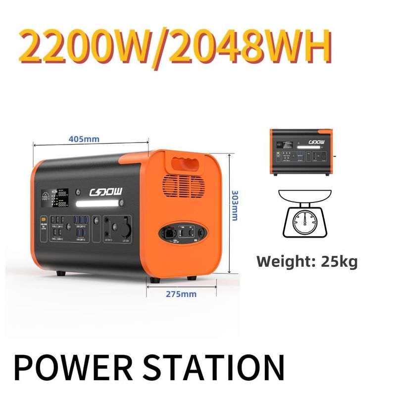 2200W CE-zertifiziertes tragbares Kraftwerk für den Außenbereich und Notfall 110V 220V Wechselstrom-Ausgang