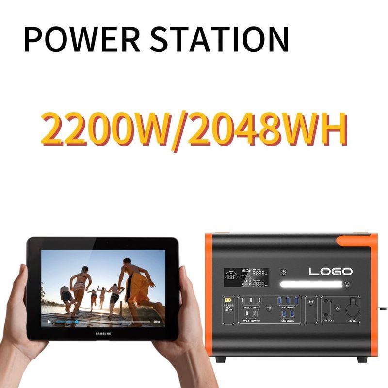 Großkapazität 2400 Watt Solar-Ladestation im Freien für alle kompatiblen Geräte