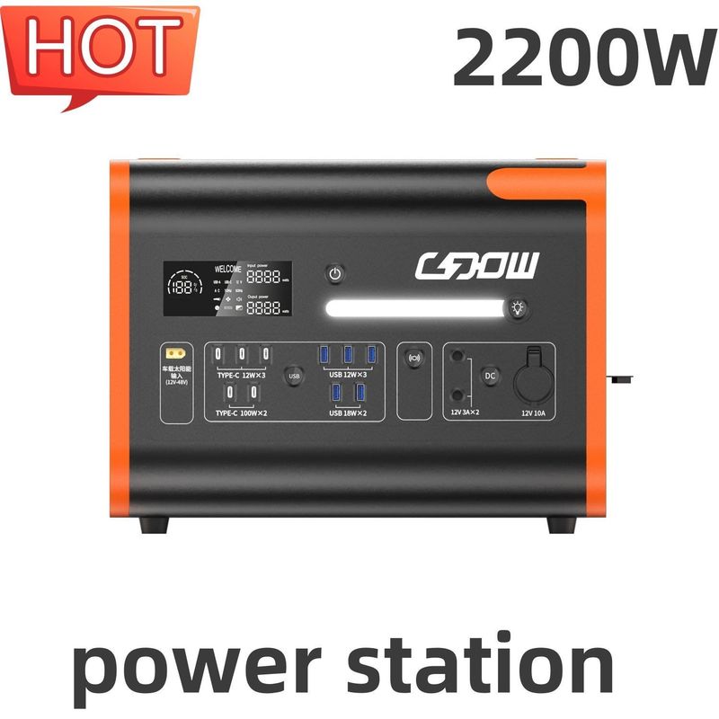 Reine Sine-Welle Portable Power Station 2200W/2048wh für Notfall Hot Orange im Freien