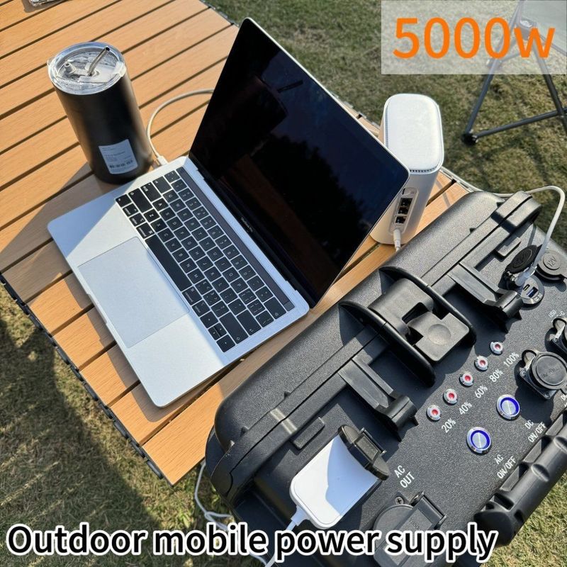 Zuhause Außen-AC LiFePO4 Solargenerator 5000W Kraftwerk in schwarzer Farbe von ODM / OEM