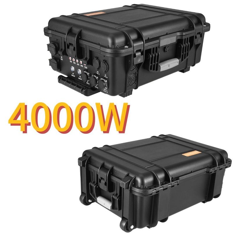 Schwarze Zugschachtel Außen Drohnenfotografie 4000W/3840wh Tragbares Kraftwerk Leistungsstarke