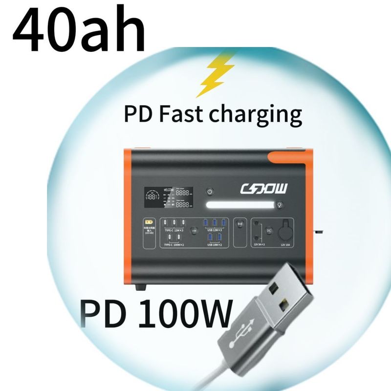 40ah Solargenerator Steckdose 2200W Portable Camping Solarkraftwerk Orange Schwarz
