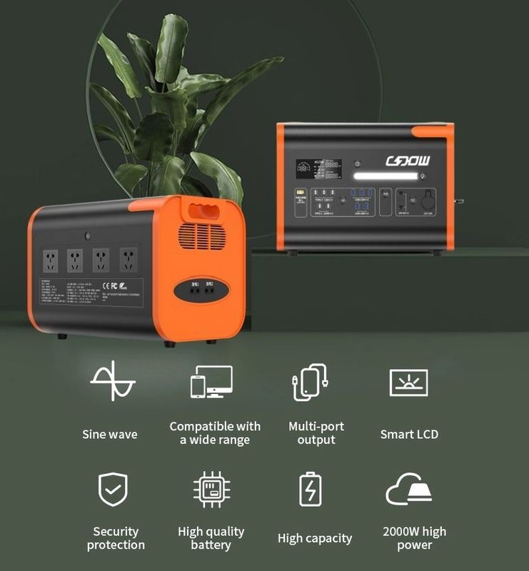 AT22 Solargenerator 2200W 220V 110V LiFePO4 tragbares Solarkraftwerk Orange Schwarz