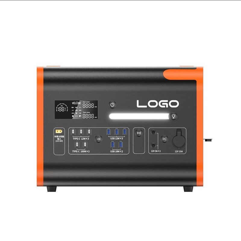 2400W Solarladung Portable Solarenergie Speicher Batterie Kraftwerk Orange Schwarz
